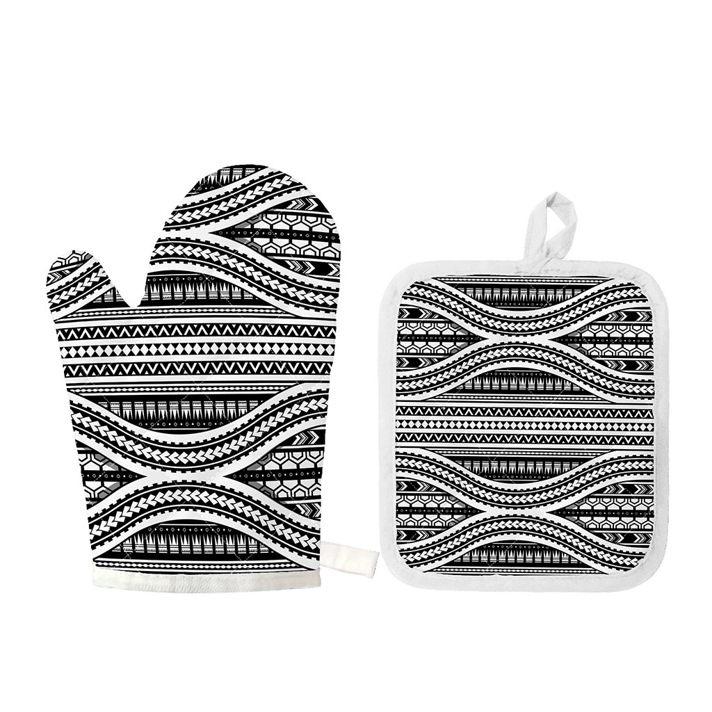 Maori Tattoo Polynesian Tribal Print Oven Mitt And Pot Holder Set