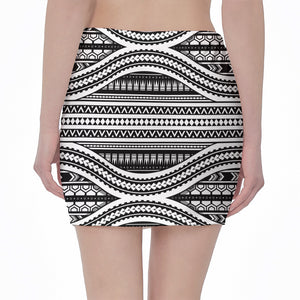 Maori Tattoo Polynesian Tribal Print Pencil Mini Skirt