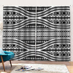 Maori Tattoo Polynesian Tribal Print Pencil Pleat Curtains