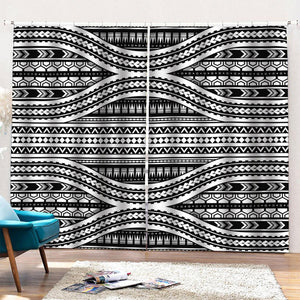 Maori Tattoo Polynesian Tribal Print Pencil Pleat Curtains