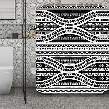 Maori Tattoo Polynesian Tribal Print Polyester Shower Curtain