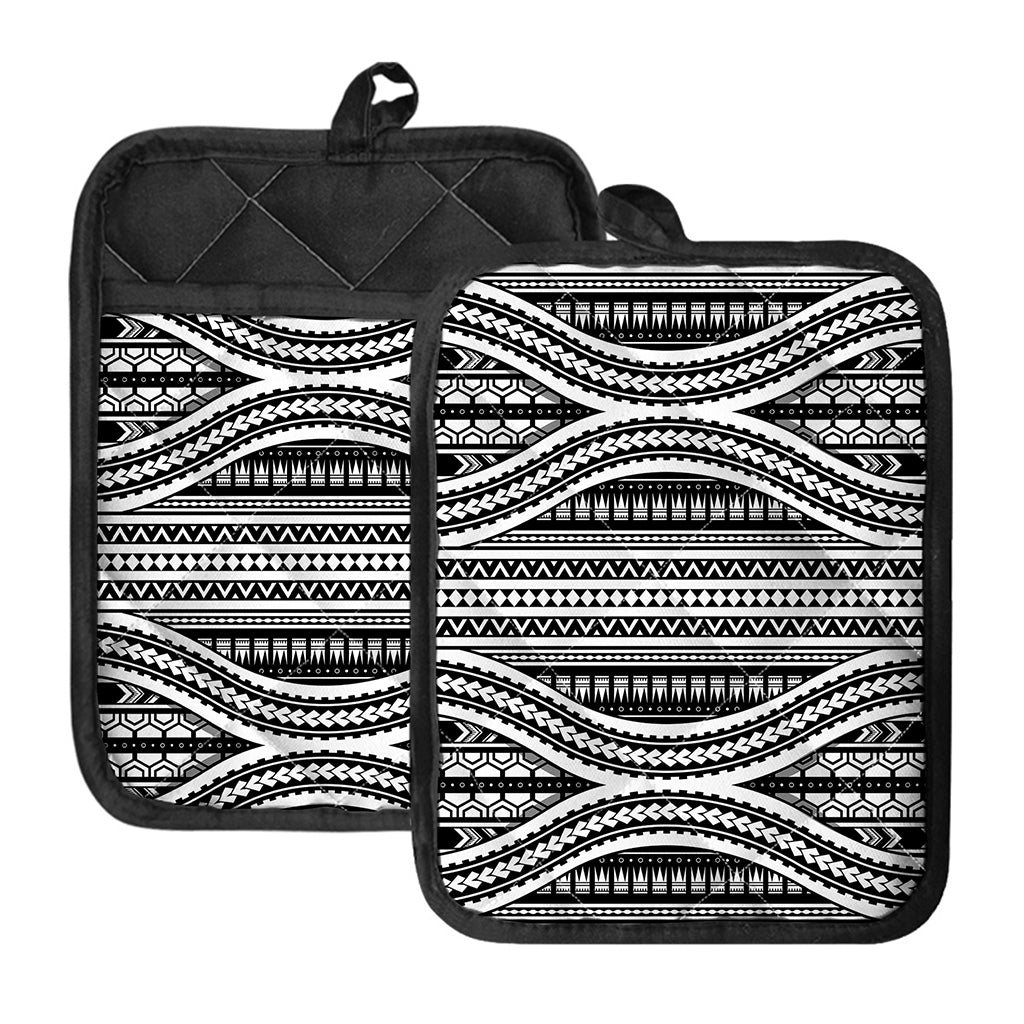 Maori Tattoo Polynesian Tribal Print Pot Holders With Pocket