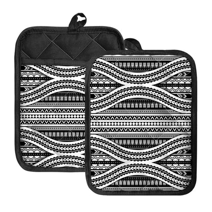 Maori Tattoo Polynesian Tribal Print Pot Holders With Pocket