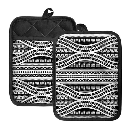 Maori Tattoo Polynesian Tribal Print Pot Holders With Pocket