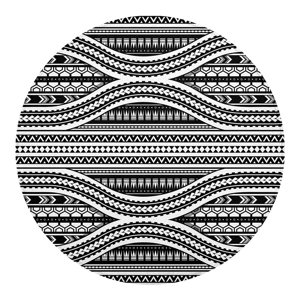Maori Tattoo Polynesian Tribal Print Round Blanket