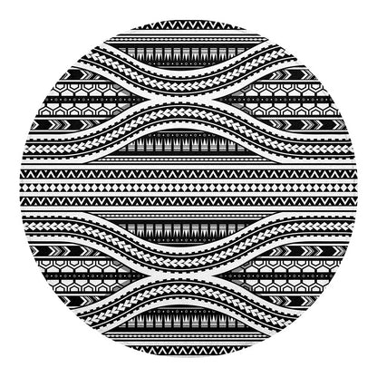 Maori Tattoo Polynesian Tribal Print Round Blanket