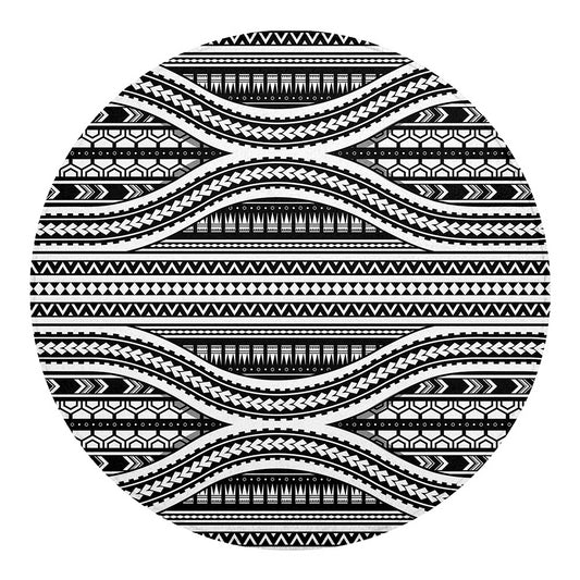 Maori Tattoo Polynesian Tribal Print Round Blanket