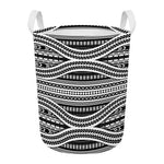 Maori Tattoo Polynesian Tribal Print Round Laundry Basket