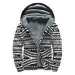 Maori Tattoo Polynesian Tribal Print Sherpa Lined Zip Up Hoodie