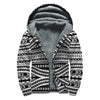 Maori Tattoo Polynesian Tribal Print Sherpa Lined Zip Up Hoodie