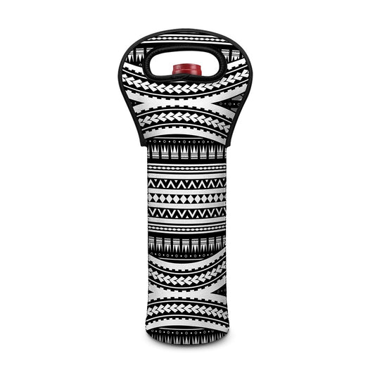 Maori Tattoo Polynesian Tribal Print Single Neoprene Wine Tote