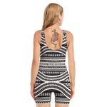 Maori Tattoo Polynesian Tribal Print Sleeveless One Piece Swimsuit