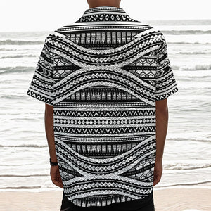 Maori Tattoo Polynesian Tribal Print Textured Short Sleeve Shirt