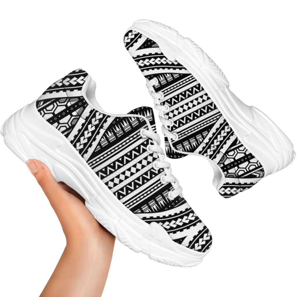 Maori Tattoo Polynesian Tribal Print White Chunky Shoes