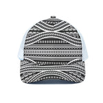 Maori Tattoo Polynesian Tribal Print White Mesh Trucker Cap