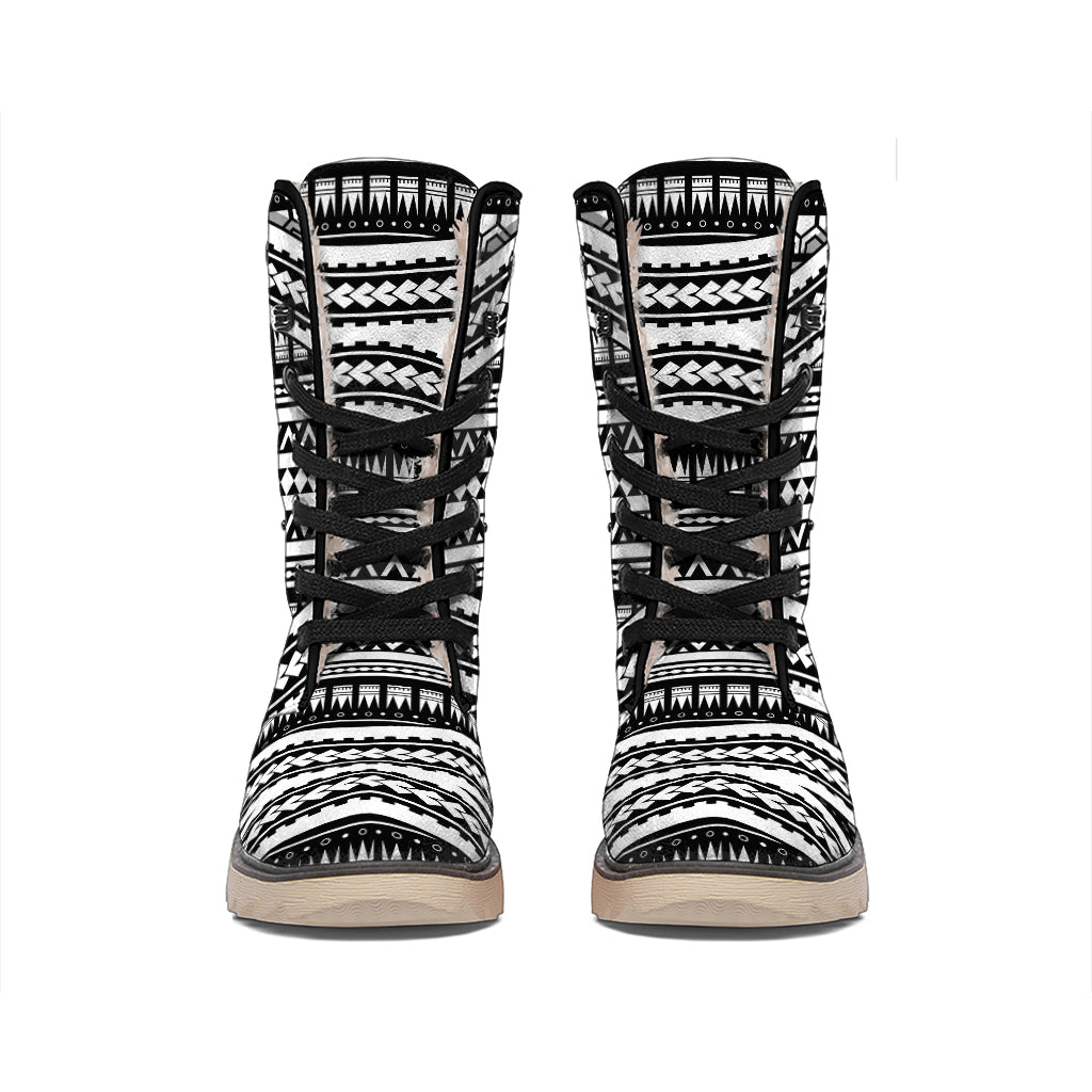 Maori Tattoo Polynesian Tribal Print Winter Boots