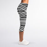 Maori Tattoo Polynesian Tribal Print Women's Capri Leggings