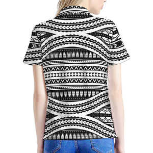 Maori Tattoo Polynesian Tribal Print Women's Polo Shirt