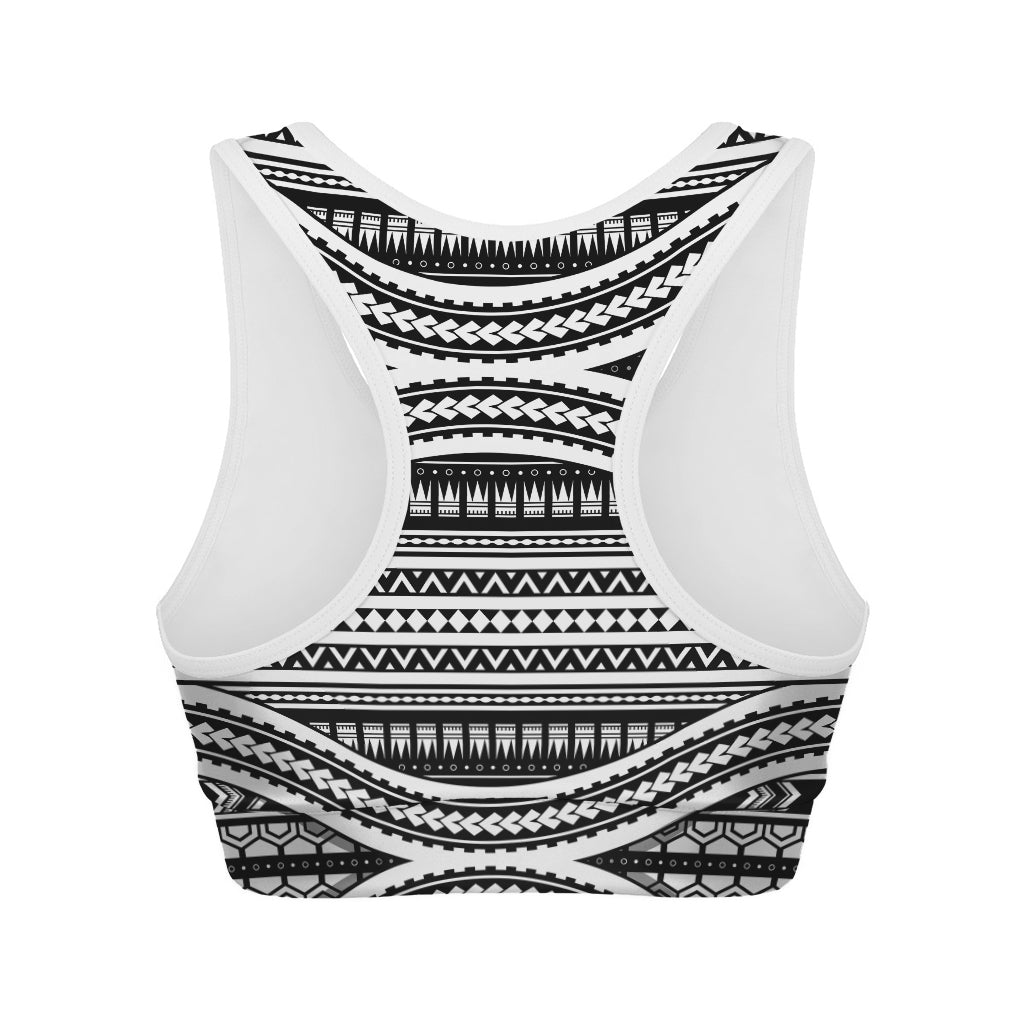 Maori Tattoo Polynesian Tribal Print Women's Sports Bra