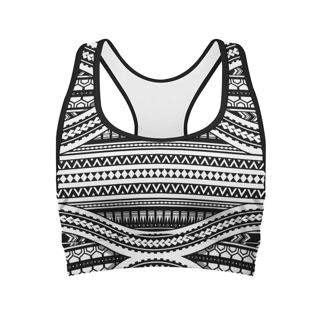 Maori Tattoo Polynesian Tribal Print Women's Sports Bra