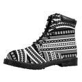 Maori Tattoo Polynesian Tribal Print Padded Collar Lace Up Boots