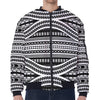 Maori Tattoo Polynesian Tribal Print Zip Sleeve Bomber Jacket