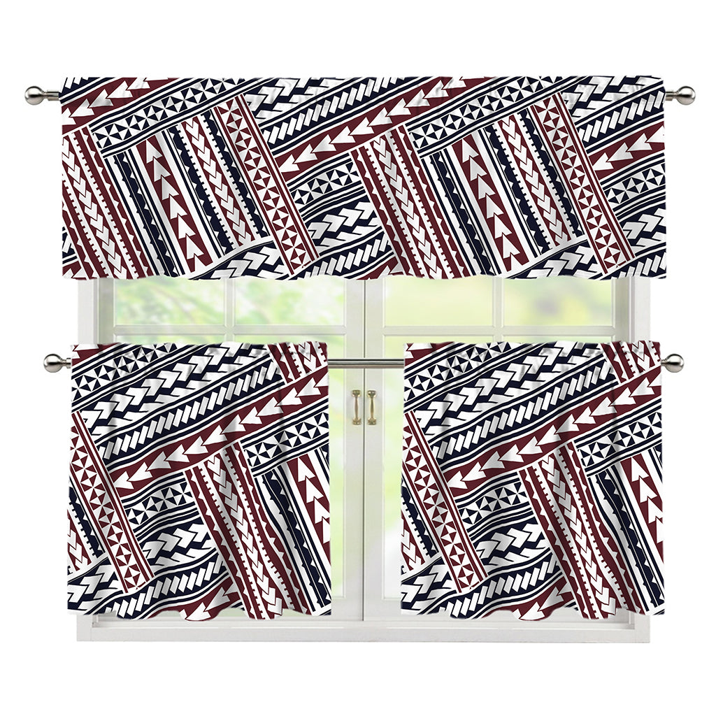 Maori Tribal Pattern Print 3 Piece Kitchen Curtains