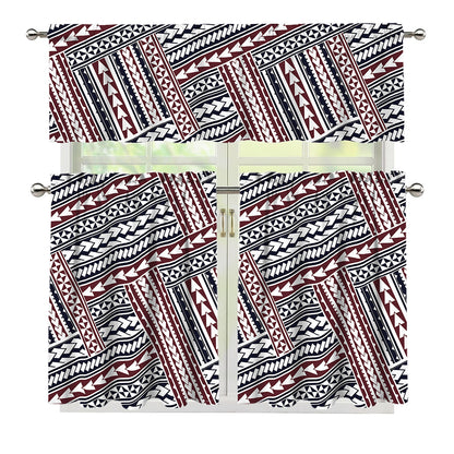 Maori Tribal Pattern Print 3 Piece Kitchen Curtains