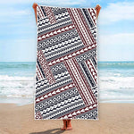 Maori Tribal Pattern Print Beach Towel