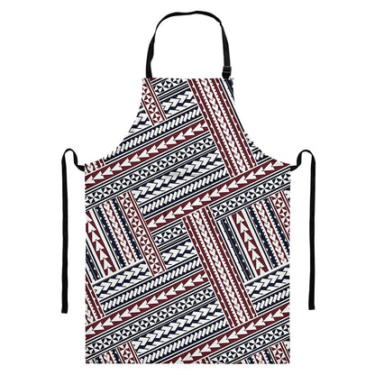 Maori Tribal Pattern Print Bib Apron With Pocket
