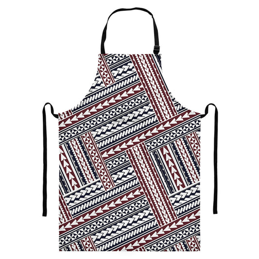 Maori Tribal Pattern Print Bib Apron With Pocket