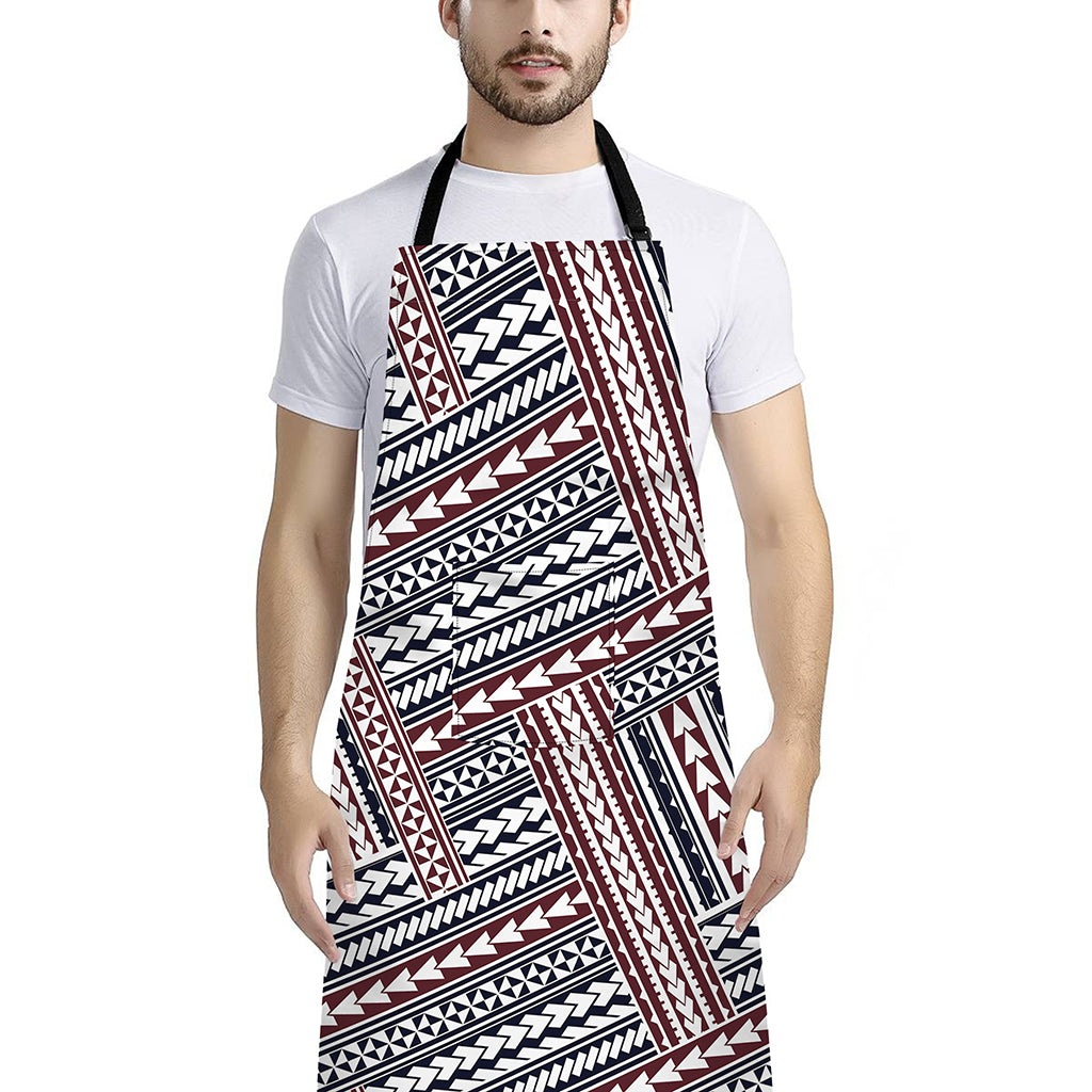 Maori Tribal Pattern Print Bib Apron With Pocket