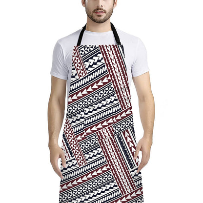 Maori Tribal Pattern Print Bib Apron With Pocket