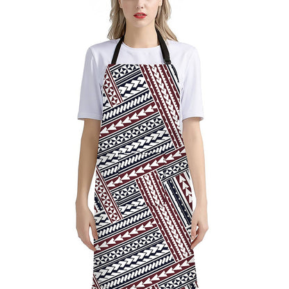 Maori Tribal Pattern Print Bib Apron With Pocket
