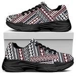 Maori Tribal Pattern Print Black Chunky Shoes