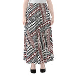 Maori Tribal Pattern Print Chiffon Maxi Skirt