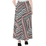Maori Tribal Pattern Print Chiffon Maxi Skirt