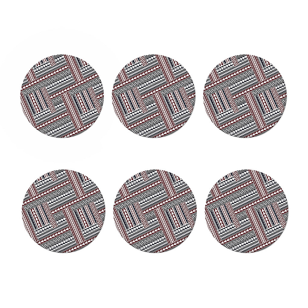 Maori Tribal Pattern Print Coaster Set