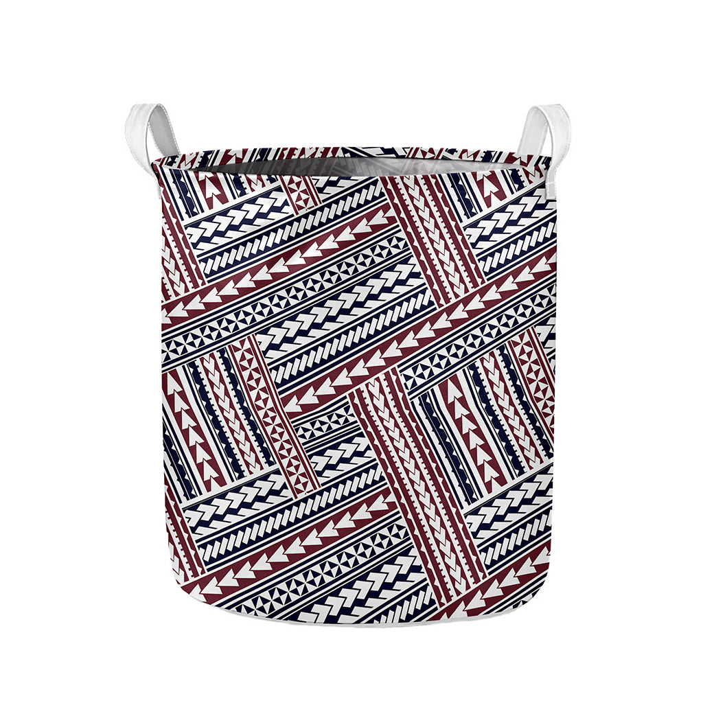 Maori Tribal Pattern Print Collapsible Laundry Basket