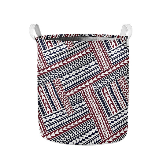Maori Tribal Pattern Print Collapsible Laundry Basket