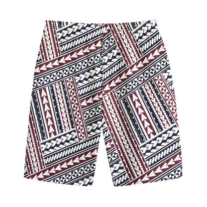 Maori Tribal Pattern Print Cotton Shorts