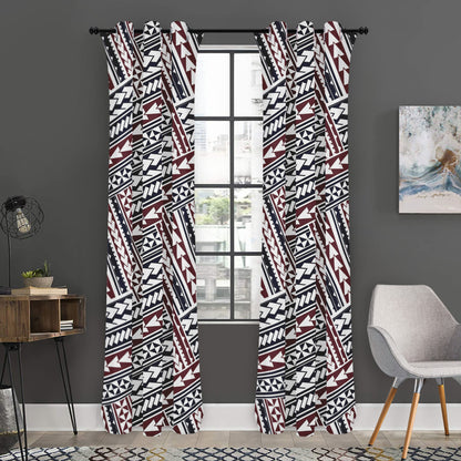 Maori Tribal Pattern Print Curtain