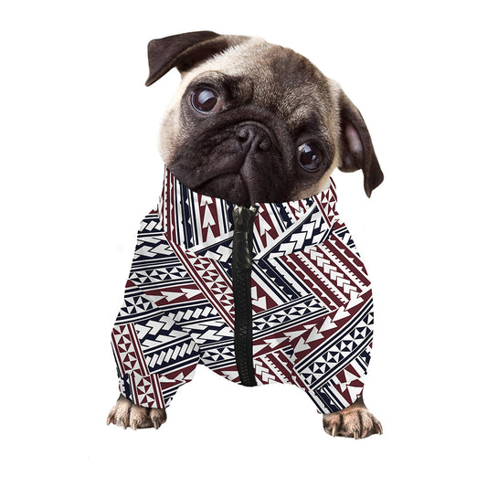Maori Tribal Pattern Print Dog Zip Up Jacket