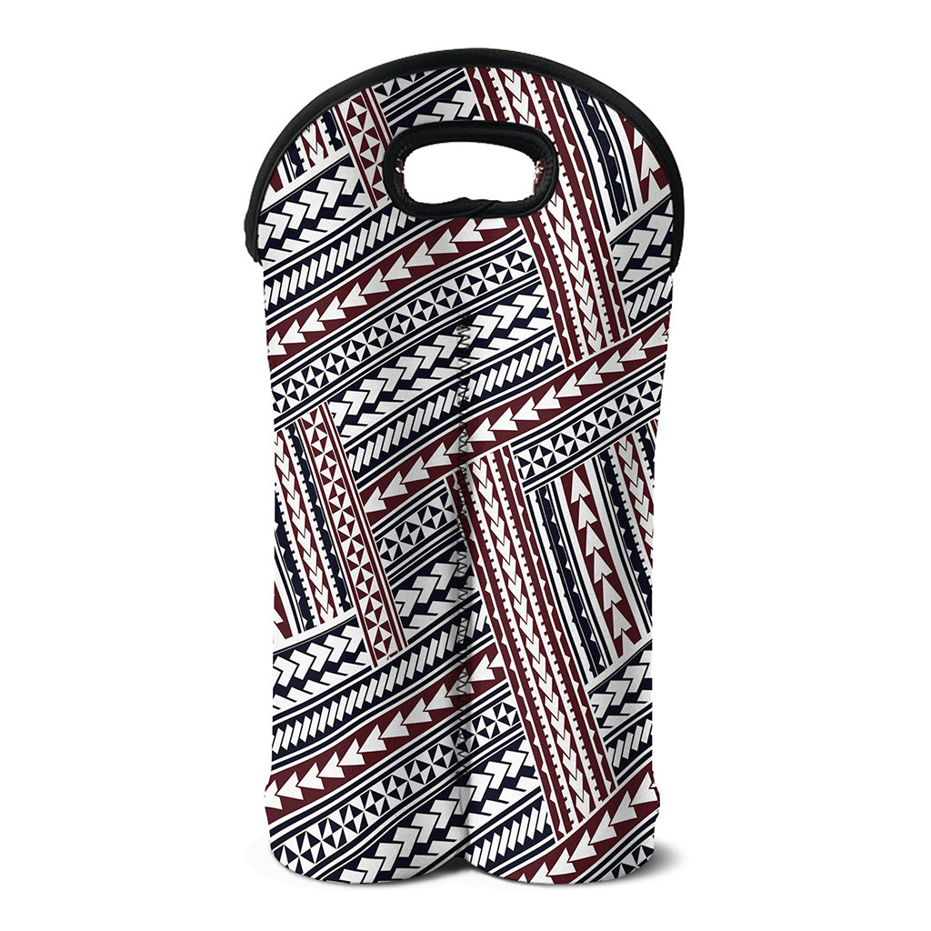 Maori Tribal Pattern Print Double Neoprene Wine Tote