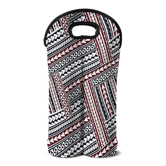 Maori Tribal Pattern Print Double Neoprene Wine Tote