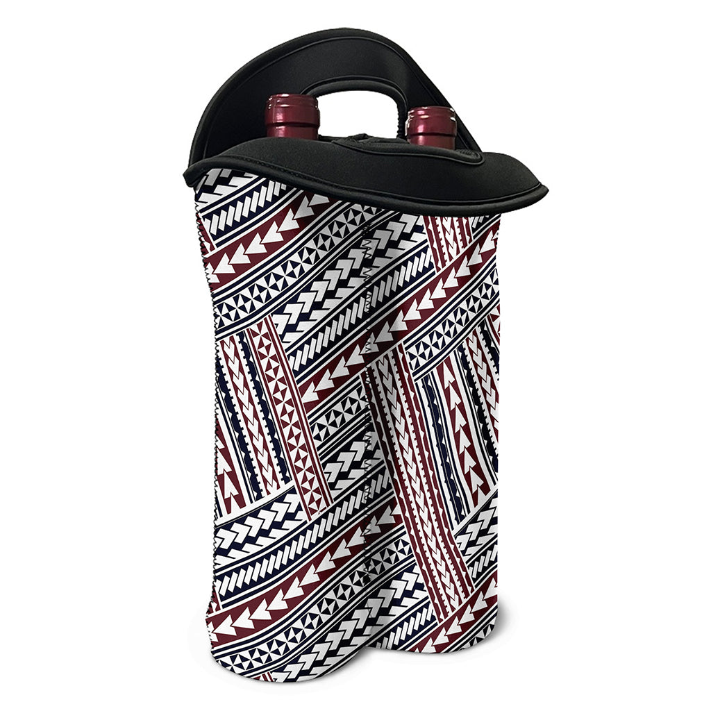 Maori Tribal Pattern Print Double Neoprene Wine Tote