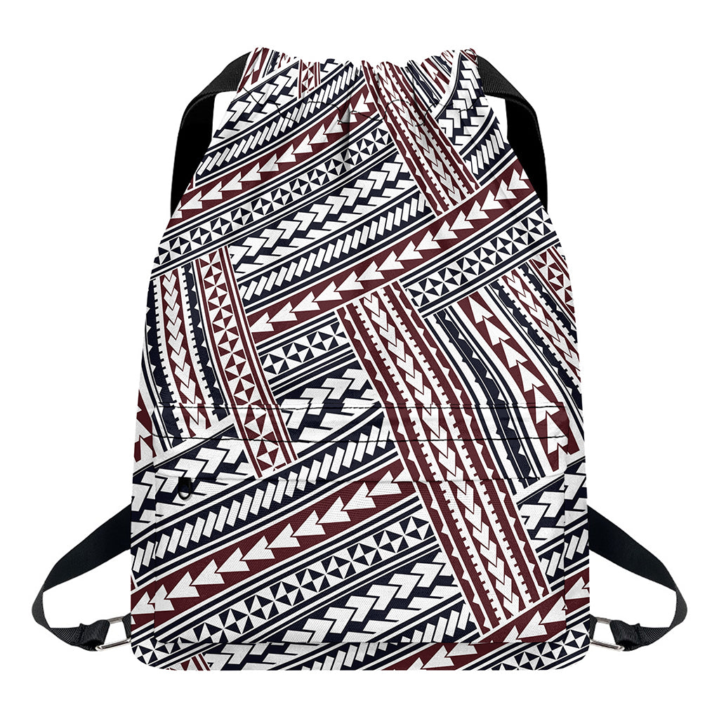 Maori Tribal Pattern Print Drawstring Backpack