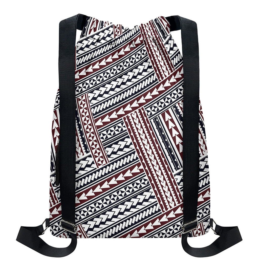 Maori Tribal Pattern Print Drawstring Backpack