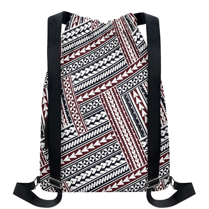 Maori Tribal Pattern Print Drawstring Backpack