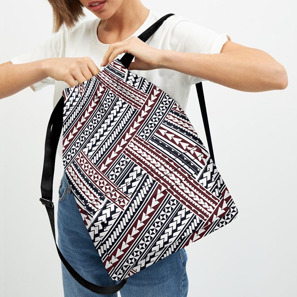 Maori Tribal Pattern Print Drawstring Backpack